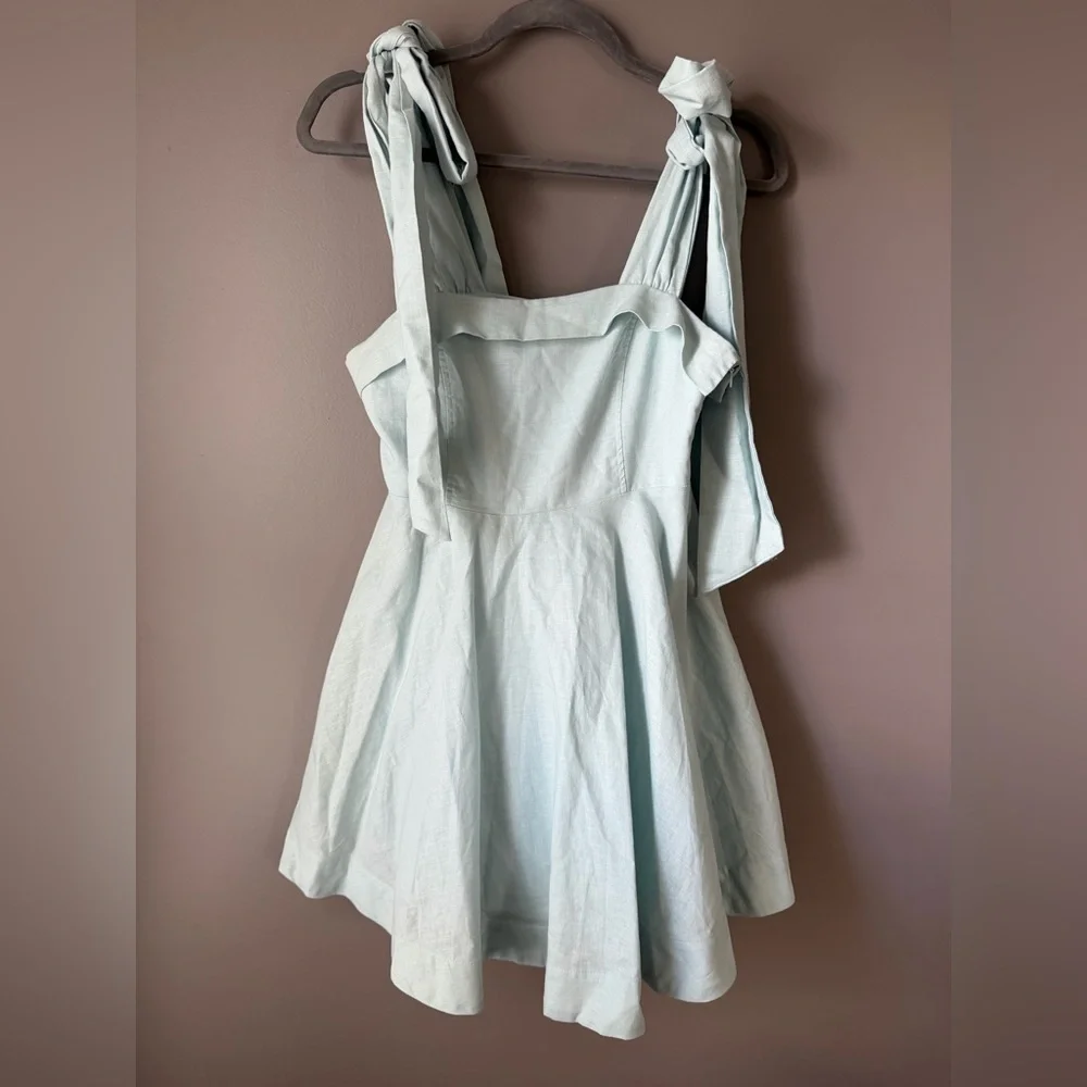 Light Blue Mini Dress with bow straps adjustable size small Mable Anthropologie - Picture 2 of 9